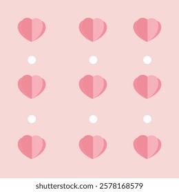 Pink illustration paper hearts for valentines day background