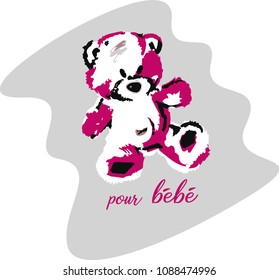 pink image of a bear cub