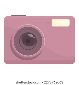 Pink image icon cartoon vector. Photo camera. Flash picture