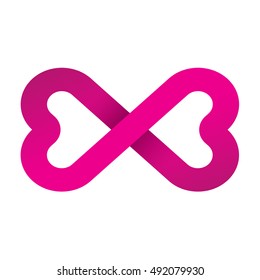 Pink infinity symbol Love symbol logo icon isolated on white background, Vector illustration