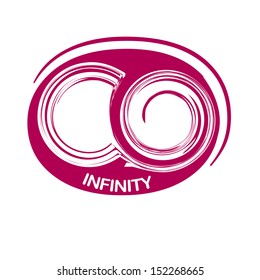 a pink infinity symbol with text in a white background