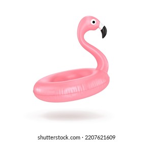 Pink inflatable flamingo on a white background. Vector illustration