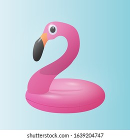 Pink inflatable pool ring. Vector swim flamingo vacation icon. Summer beach or pool toy pattern.