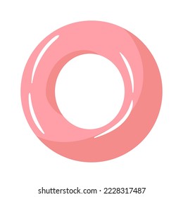 Pink inflatable swimming circle. Fun on the beach. Vector illustration isolated on white background.