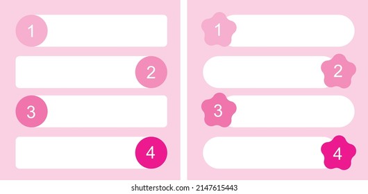 Pink infographic template with list of points layout. square banner for social media posts. Pink floral design 