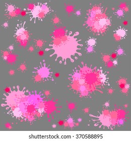 Pink ink blots seamless background. Vector Illustration 