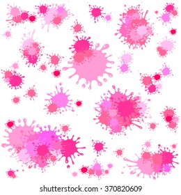 Pink ink blots seamless background. Vector Illustration 