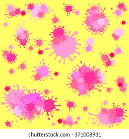 Pink ink blots seamless background. Vector Illustration 