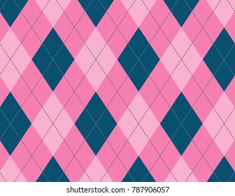 Pink and Ink Blue Argyle Background