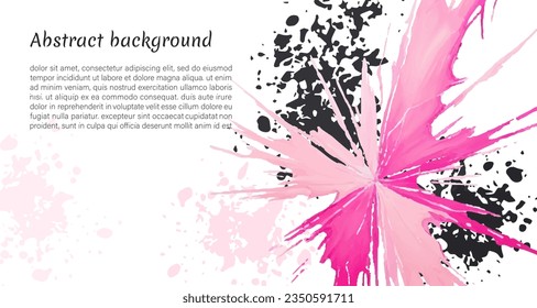 Pink ink brush stroke background. Vector banner.