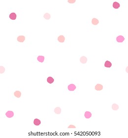 Pink ink dots seamless patter. Vector hand drawn background