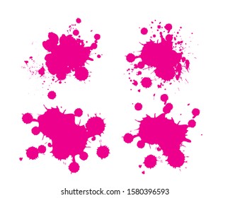 Pink ink splashes. Grunge splatters. Abstract background. Grunge text banners