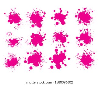 Pink ink splashes. Grunge splatters. Abstract background. Grunge text banners