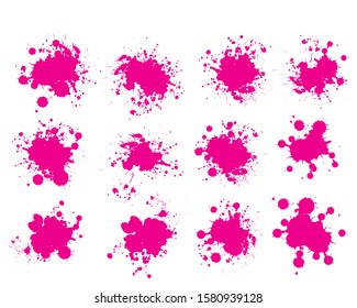 Pink ink splashes. Grunge splatters. Abstract background. Grunge text banners