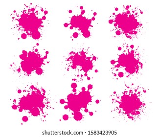 Pink ink splashes. Grunge splatters. Abstract background. Grunge text banners