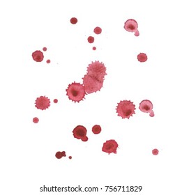 Pink ink splatter background, isolated on white. Vector