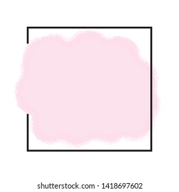 Pink ink spot. Digital vector watercolor splatter.  Rose color paint with frame. Template for wedding invitations, summer banners. Dry brush strokes background.
