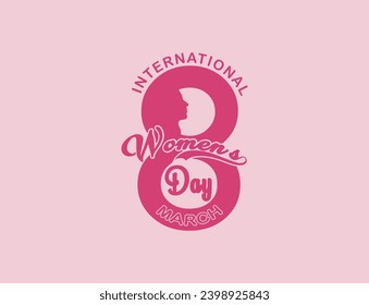 Pink International Women's Day typography Design. 8 March Calligraphy Collection for Greeting or Invitation Cards, postcard, poster, logo, banner, brochure, design element. Vector illustration.