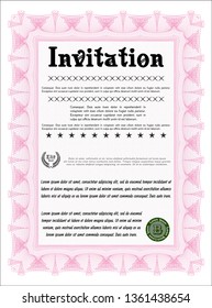 Pink Invitation. Artistry design. With complex background. Customizable, Easy to edit and change colors. 