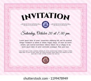 Pink Invitation. With background. Artistry design. Customizable, Easy to edit and change colors. 