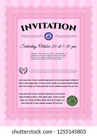 Pink Invitation. With background. Cordial design. Customizable, Easy to edit and change colors. 