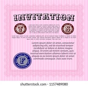Pink Invitation. With background. Customizable, Easy to edit and change colors. Nice design. 