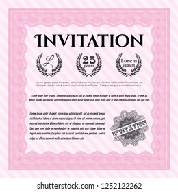 Pink Invitation. With background. Customizable, Easy to edit and change colors. Money Pattern design. 