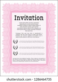 Pink Invitation. With background. Customizable, Easy to edit and change colors. Artistry design. 