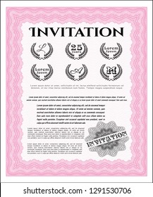 Pink Invitation. With background. Good design. Customizable, Easy to edit and change colors. 