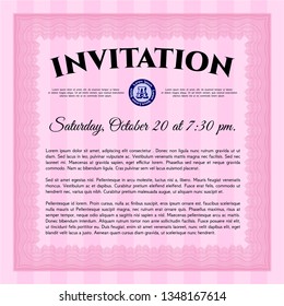 Pink Invitation. With background. Nice design. Vector illustration. 