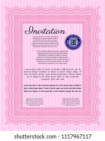 Pink Invitation. With background. Perfect design. Customizable, Easy to edit and change colors. 