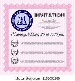 Pink Invitation. Beauty design. Detailed. Complex background. 