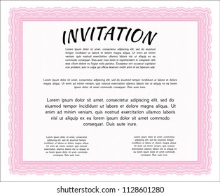 Pink Invitation. Beauty design. Vector illustration. With background. 