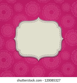 Pink Invitation Card with Blank Label and Abstract Circle Pattern. Space for Text