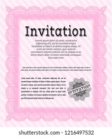Pink Invitation. Complex background. Beauty design. Vector illustration. 