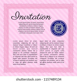 Pink Invitation. With complex background. Lovely design. Customizable, Easy to edit and change colors. 