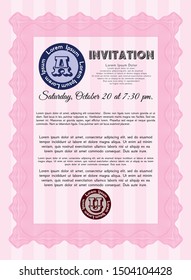 Pink Invitation. Complex background. Modern design. Vector illustration. 
