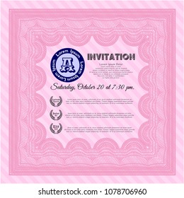  Pink Invitation. Complex background. Vector illustration. Cordial design. 