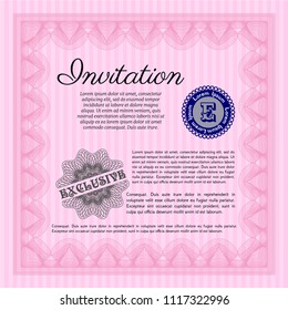 Pink Invitation. With complex background. Vector illustration. Excellent design. 