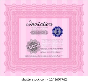 Pink Invitation. Complex background. Vector illustration. Money design. 