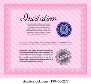 Pink Invitation. Cordial design. With quality background. Detailed. 