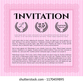 Pink Invitation. Customizable, Easy to edit and change colors. With complex linear background. Artistry design. 