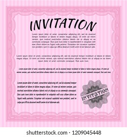 Pink Invitation. Customizable, Easy to edit and change colors. Complex background. Beauty design. 