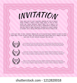 Pink Invitation. Customizable, Easy to edit and change colors. With linear background. Nice design. 