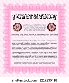 Pink Invitation. Customizable, Easy to edit and change colors. Easy to print. Good design. 