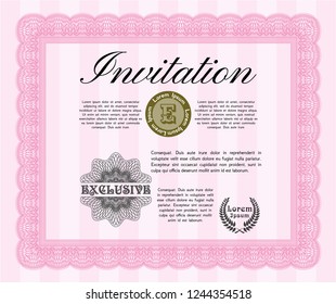 Pink Invitation. Customizable, Easy to edit and change colors. With quality background. Perfect design. 