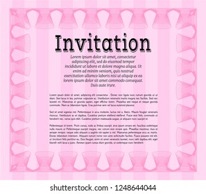 Pink Invitation. Customizable, Easy to edit and change colors. Complex background. Sophisticated design. 
