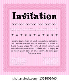 Pink Invitation. Customizable, Easy to edit and change colors. Easy to print. Perfect design. 