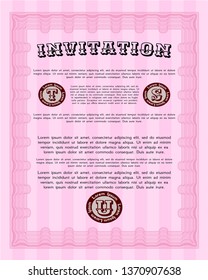 Pink Invitation. Customizable, Easy to edit and change colors. With great quality guilloche pattern. Modern design. 