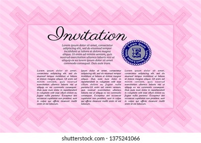 Pink Invitation. Customizable, Easy to edit and change colors. Easy to print. Modern design. 